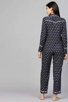 Geomatrical Printed Night Suitblue