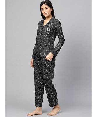 Polka Dot Printed Night Suitgrey 2
