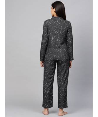 Polka Dot Printed Night Suitgrey 5