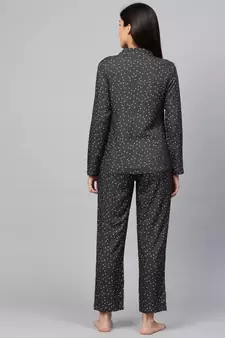 Polka Dot Printed Night Suitgrey