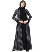 Being Traditional Abaya – Double Layered, Striped Pattern Full Sleeve, Crepe Black