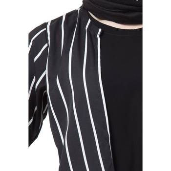 Being Traditional Abaya – Double Layered, Striped Pattern Full Sleeve, Crepe Black 4