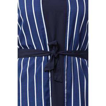 Double layered striped abaya- Navy Blue 4