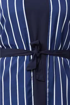 Double layered striped abaya- Navy Blue