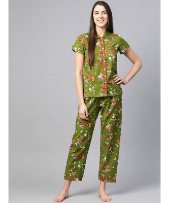 Floral Printed Night Suitgreen 1