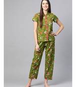 Floral Printed Night Suitgreen