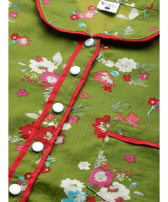 Floral Printed Night Suitgreen 2