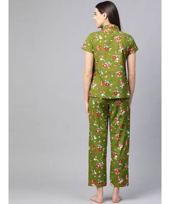 Floral Printed Night Suitgreen 4