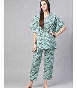 Geomatrical Printed Kaftan Night Suitmulti