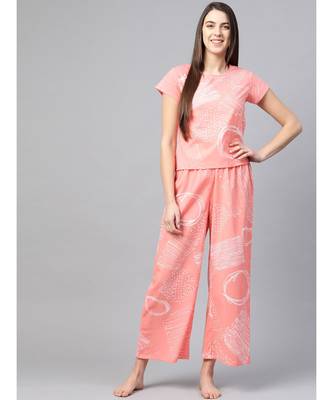 Geomatrical Printed Night Suitpink 1