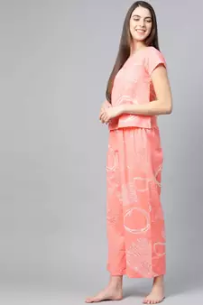 Geomatrical Printed Night Suitpink