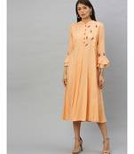 Rayon Embroidered Anarkali Kurta Dress Orange