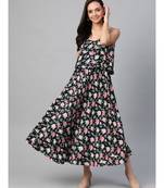 Rayon Straped Floral Printed Maxi Dress