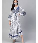 Rayon Floral Printed Anarkali Kurta Dresswhite
