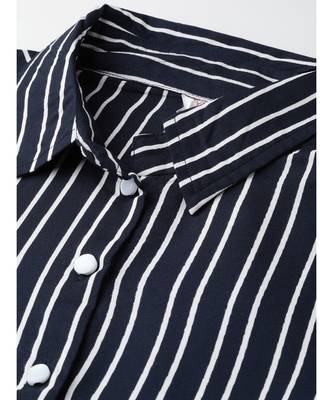 Womens Stripe Printed Casual Shirt Blue 4