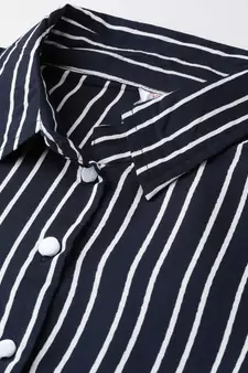 Womens Stripe Printed Casual Shirt Blue