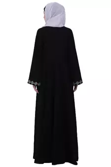 Emirates Umbrella abaya with embroidery work - Black