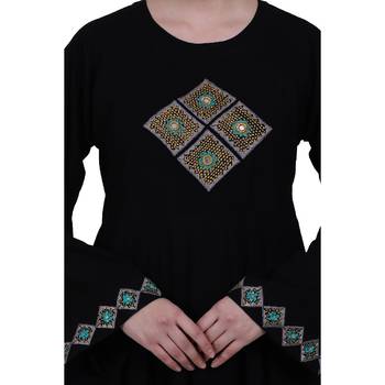 Emirates Umbrella abaya with embroidery work - Black 5