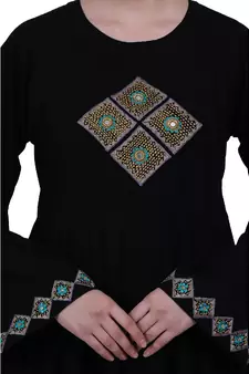 Emirates Umbrella abaya with embroidery work - Black
