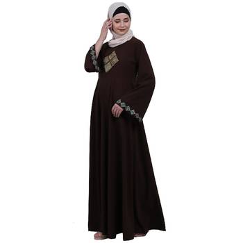 Emirates Umbrella abaya with embroidery work- Coffee Brown 2