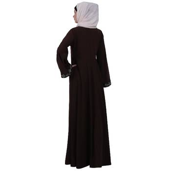Emirates Umbrella abaya with embroidery work- Coffee Brown 4