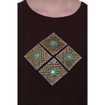 Emirates Umbrella abaya with embroidery work- Coffee Brown 5
