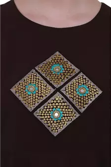 Emirates Umbrella abaya with embroidery work- Coffee Brown