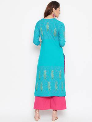 Women Angrakha Block Printed Kurta Pallazo Set 5