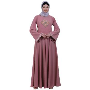 Baby Pink Embroidery Work Emirates Umbrella Eid Abaya 1