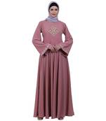 Baby Pink Embroidery Work Emirates Umbrella Eid Abaya