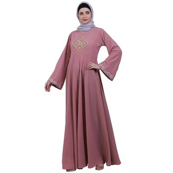 Baby Pink Embroidery Work Emirates Umbrella Eid Abaya 2