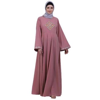 Baby Pink Embroidery Work Emirates Umbrella Eid Abaya 3