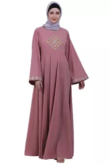 Baby Pink Embroidery Work Emirates Umbrella Eid Abaya