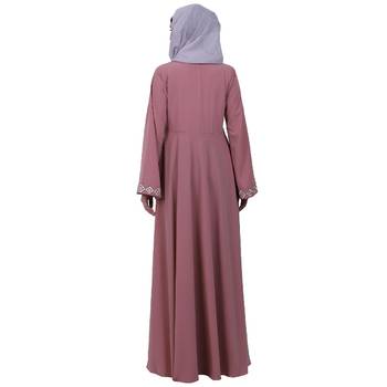 Baby Pink Embroidery Work Emirates Umbrella Eid Abaya 5