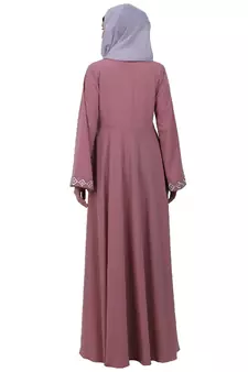 Baby Pink Embroidery Work Emirates Umbrella Eid Abaya