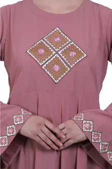 Baby Pink Embroidery Work Emirates Umbrella Eid Abaya