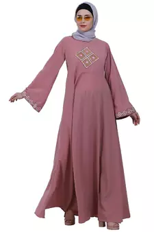 Baby Pink Embroidery Work Emirates Umbrella Eid Abaya