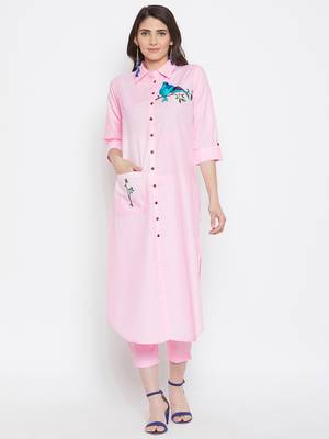 Women Embroidered Kurta Pant Set 1