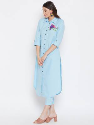 Women Embroidered Kurta Pant Set 2