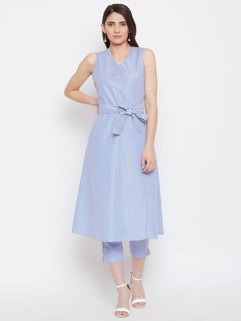 Women Stripe Kurta Trouser Set