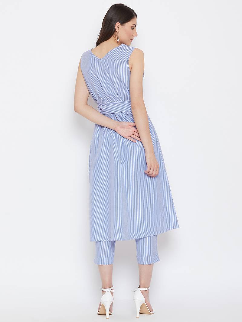 Women Stripe Kurta Trouser Set