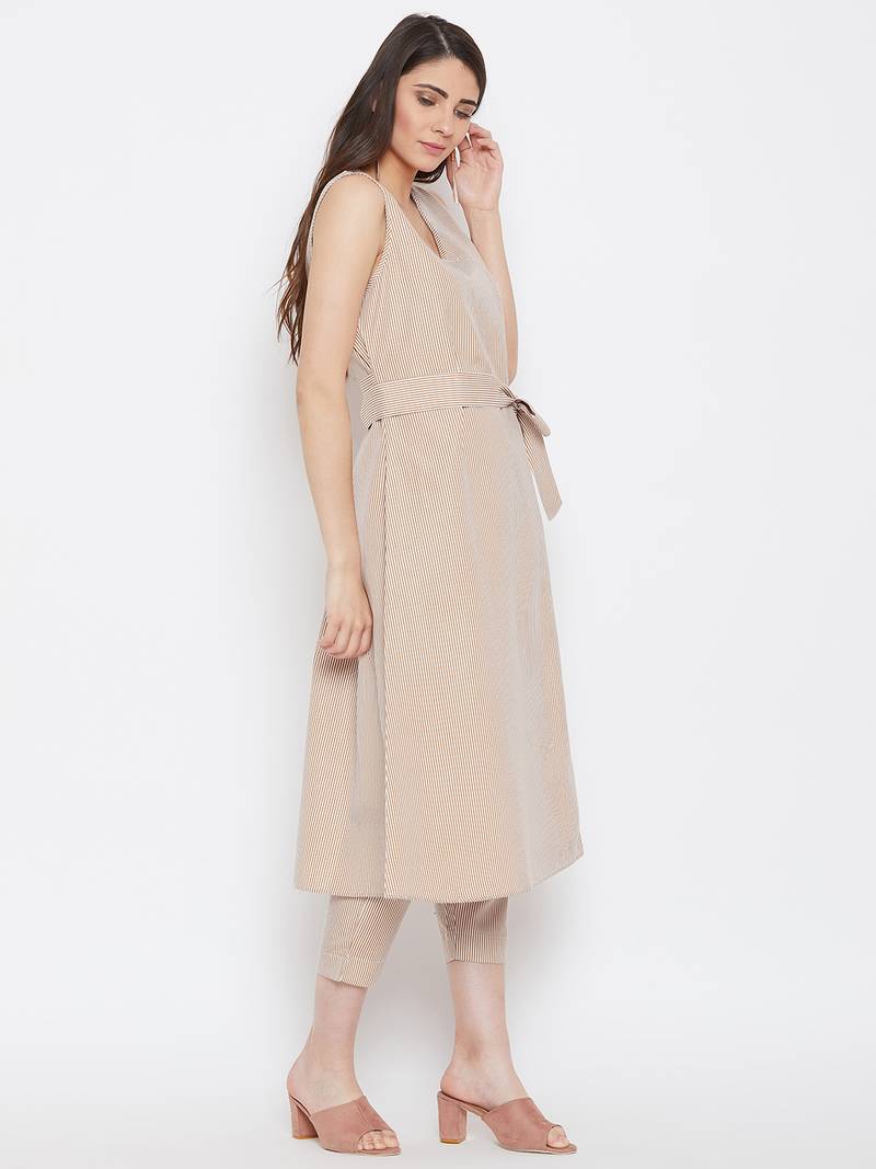 Women Stripe Kurta Trouser Set