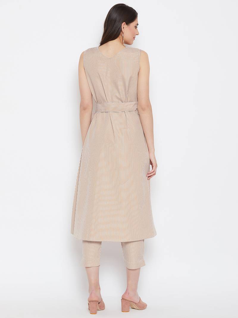 Women Stripe Kurta Trouser Set