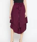 Women Burgundy Asymmetrical Layered Trouser
