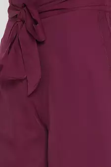 Women Burgundy Asymmetrical Layered Trouser
