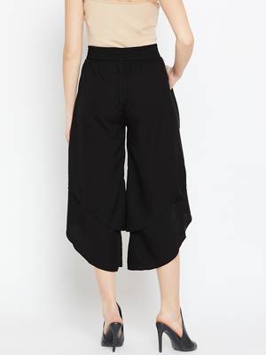 Women Black Asymmetrical Layered Trouser 3