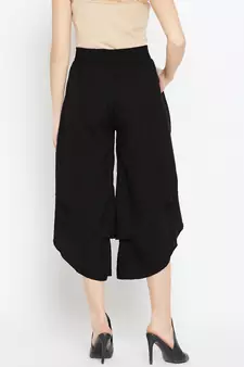 Women Black Asymmetrical Layered Trouser