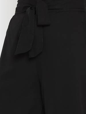 Women Black Asymmetrical Layered Trouser 5
