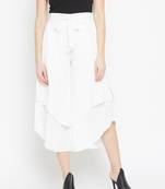 Women White Asymmetrical Layered Trouser