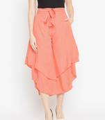 Women Coral Asymmetrical Layered Trouser